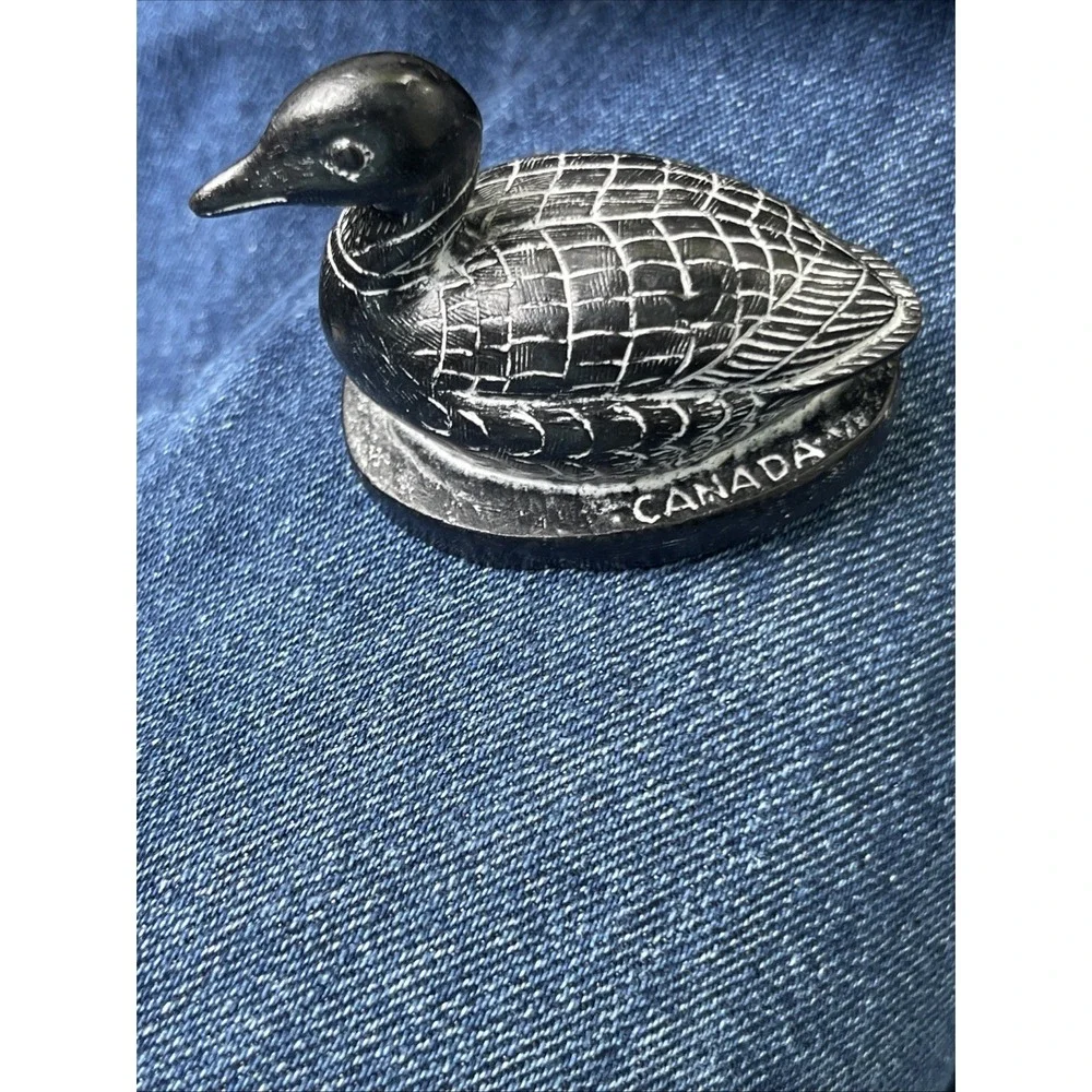 Vanstone Canadian Duck Hand Carved Canada Black 3 Inch Soapstone